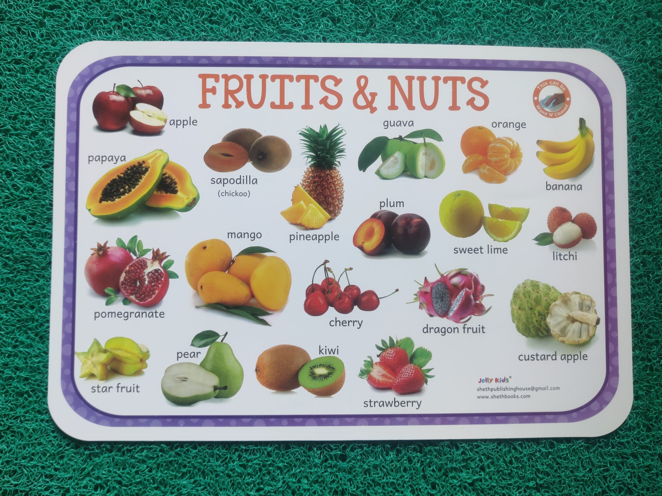 Kids Educational Fruits and nuts reusable Table mat