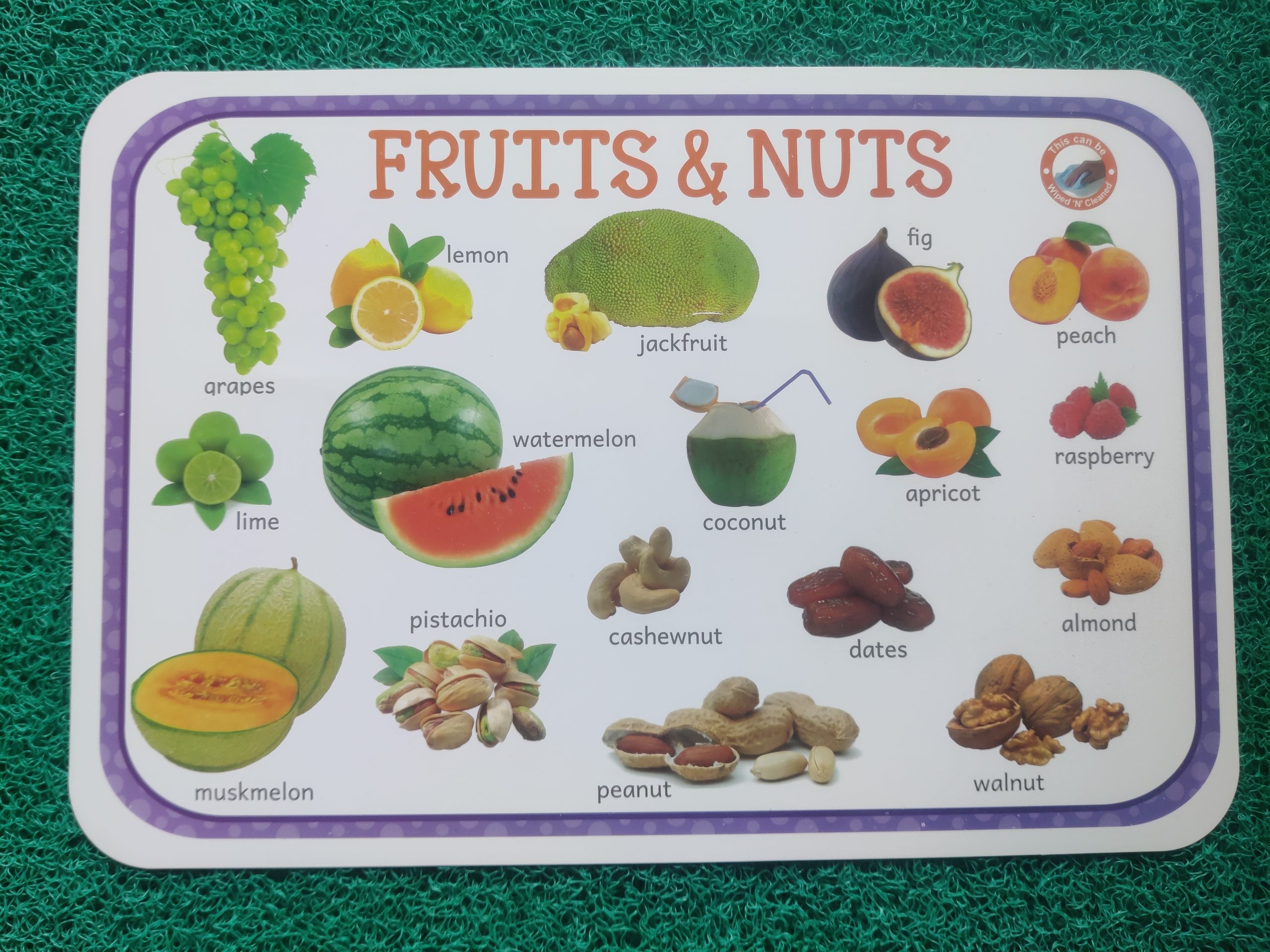 Kids Educational Fruits and nuts reusable Table mat1