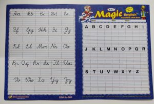 Wipe and clean English alphabet sheet Front side